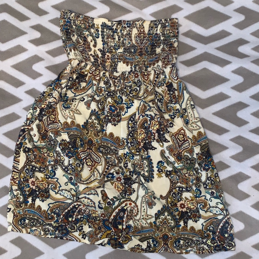 Multicolored tube top shirt dress